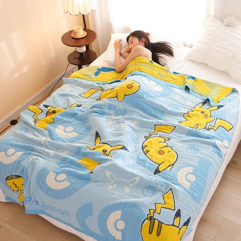 Home Textiles Blanket - Pikachu Pamuklu Gazlı Örtü, Anime Ter