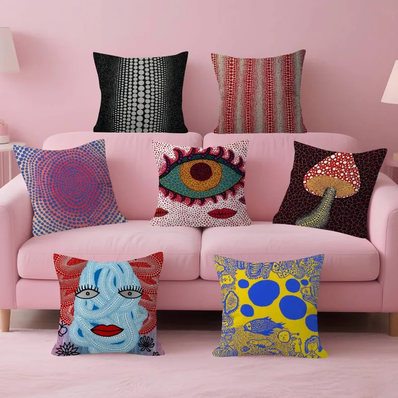 Japanese Home Textiles - Japon Yayoi Kusama Kişiselleştirilmiş Yastık Örtüsü