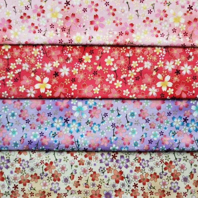Japanese Home Textiles - Pamuk Altın Folyo Baskılı Kumaş Japon