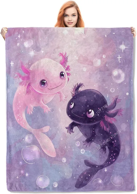Home Textiles Blanket - Axolotl Battaniyesi Sevimli Axolotllar Flanel Battaniyeler