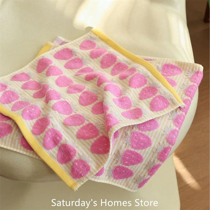 Home Textiles Face Towel - Çilek Serisi Pamuk Yumuşak Yüz Havlusu