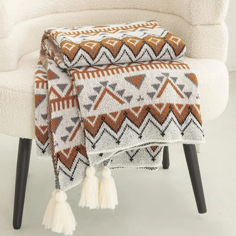 Home Textiles Europe - Bohem Tarzı Baskılı Örme Battaniye Lüks
