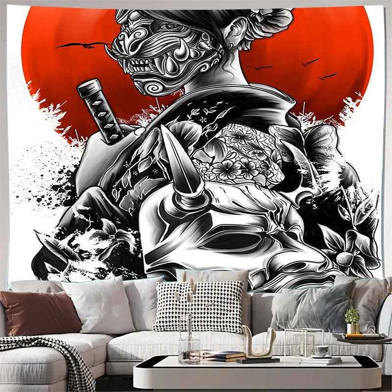 Japanese Home Textiles - Japon Samuray Goblen Duvar Asılı Anime