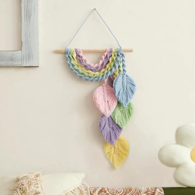 Home Textiles Europe - Goblenler Gökkuşağı Yaprakları Tüy Desenleri İskandinav