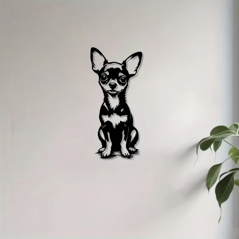 Home Textiles Products - Modern Metal Duvar Sanatı Sevimli Chihuahua