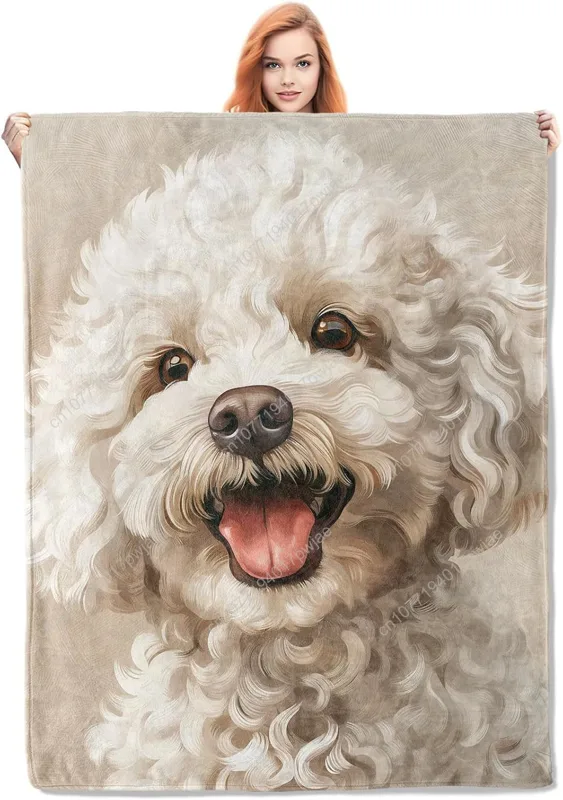 Home Textiles Blanket - Neşeli Kaniş Portre Battaniyesi Gerçekçi Köpek