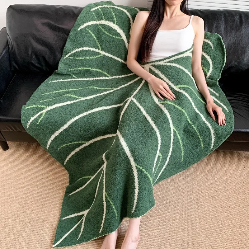 Home Textiles Europe - Yaratıcı Örme Yaprak Desenli Klima Battaniyesi